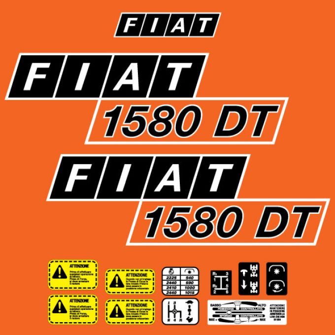 Kit autocollants latéraux Fiat 1580 DT