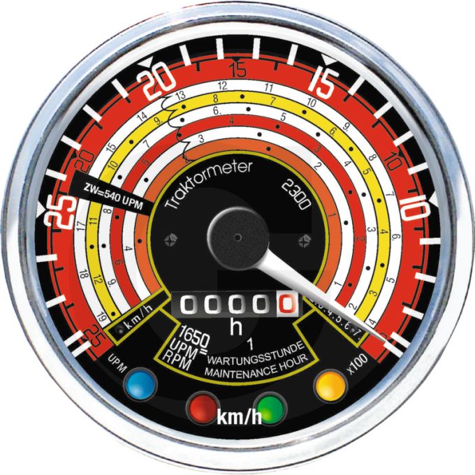 Horotachymètre Ø 115 mm, 25 km/u, 2500 t/min, rechtsdraaiend